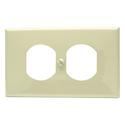 Placa de plástico para contacto dúplex color marfil.