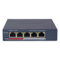 Switch PoE+ / Monitoreable / 4 Puertos 10/100 Mbps PoE+ / 1 Puerto 10/100 Mbps Uplink / Configuración Nube Hik-PartnerPro / Modo Extendido hasta 300 Metros /  45 W