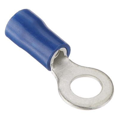 Terminal tipo ojo / 1 / 4 \" / 16 - 14 AWG / Azúl / Paquete de 25 piezas.
