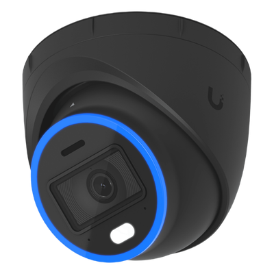 Cámara UniFi Protect Turret AI Negra / 4K(8MP) / Ángulo ultra-ancho 109.9 / Visión Nocturna IR 40 m / AI Avanzado: Reconocimiento de Rostros y Matrículas / LED p/color en la noche / Micrófono 2 vía