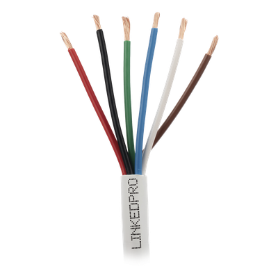 Bobina de 305 Metros (1000 Pies) / Alambre de cobre / 6 x 18 AWG / Color Blanco / CMR / Para Sistemas de Seguridad y Alarmas