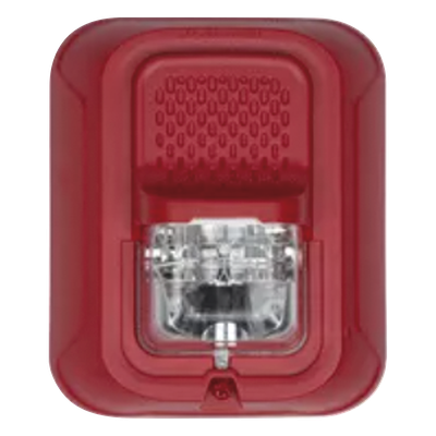 Bocina con Estrobo para Pared / 7 Niveles de Candela Seleccionables / 25.0 o 70.7 VRMS / 400-4,000 Hz / UL 1480 y UL 1971 / Carcasa Roja Sin Impresión