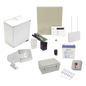 Kit de alarma vecinal con panel de 48 zonas, hasta 40 botones de pánico inalámbricos y sirena exterior