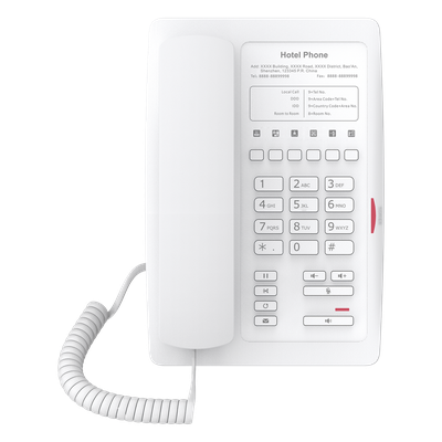 Teléfono IP WiFi para Hotelería, profesional con 6 teclas programables para servicio rápido (Hotline), plantilla personalizable con PoE