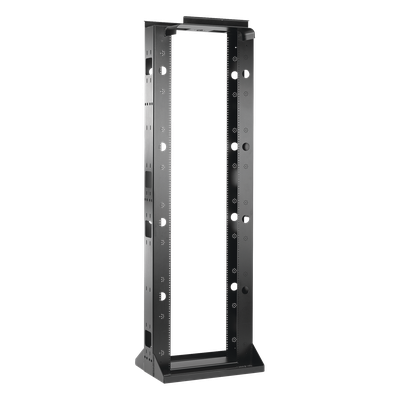 Rack Abierto Sísmico de 2 Postes Estándar de 19 in / 45U / 2.19 m (7.2 ft) de Altura / Capacidad 2,500 lb (1,134 kg) / Acero Calibre 10 (3.4 mm) / Certificación NEBS Zona 4 y OSHPD / Negro RAL 9005