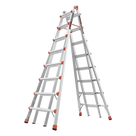 Escalera Telescópica en A / Aluminio / Altura Ajustable 2.44 m a 4.57 m (8 ft a 15 ft) / Capacidad 150 kg / Compacta 2.31 m (7.6 ft)