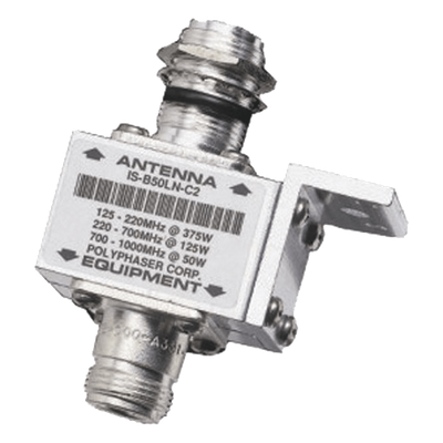 Protector Coaxial RF / 10 MHz a 1 GHz / 50 Ω / Conectores N Hembra / Bloqueo DC / 20 kA / 1,500 W