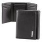 Cartera Athens Negra de Piel con Compartimento de Micromalla para ID. Doblable en 3 Partes con Divisor de Billetes. Pocket Wallet