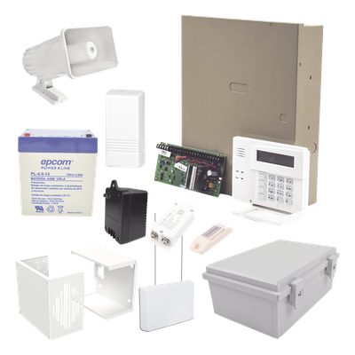Kit de alarma vecinal con panel de 48 zonas, hasta 40 botones de pánico inalámbricos y sirena de 30 W