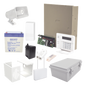 Kit de alarma vecinal con panel de 48 zonas, hasta 40 botones de pánico inalámbricos y sirena de 30 W