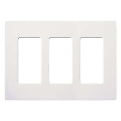 Placa de pared Claro de 3 espacios sin tornillos visibles, color blanco brillante, para atenuadores, apagadores y controles Pico Lutron