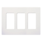 Placa de pared Claro de 3 espacios sin tornillos visibles, color blanco brillante, para atenuadores, apagadores y controles Pico Lutron