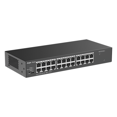 Switch no administrable, con 24 puertos Gigabit, Visible en la Topología