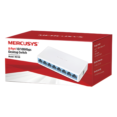 Switch NO Administrable / Para escritorio / 8 puertos 10/100 Mbps / Diseño Compacto / Plug and Play