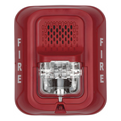 Sirena con estroboscopio / 2 hilos / 12-24 Vcd / candela 15 a 185 seleccionable / rojo con leyenda FIRE / Serie L