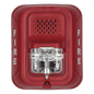 Sirena con estroboscopio / 2 hilos / 12-24 Vcd / candela 15 a 185 seleccionable / rojo con leyenda FIRE / Serie L