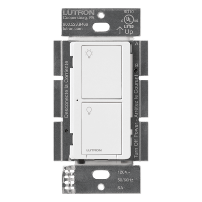 Interruptor de pared inteligente on/off Caseta Wireless, voltaje dual 120/277 V, 5 A en LED, sin cable neutro, compatible con controles Pico y Smart Bridge