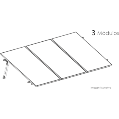 Estructura de Montaje Fotovoltaico / Losa Plana / Configuración 1x3 / Viento 170 km/h / Inclinación 10° / Rieles E-O 3.55 m (11.65 ft) / Rieles N-S 2.14 m (7.02 ft) / Altura 0.52 m (1.71 ft) / Área