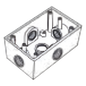 Caja Condulet FS de 3/4\" (19.05 mm ) con cinco bocas a prueba de intemperie.