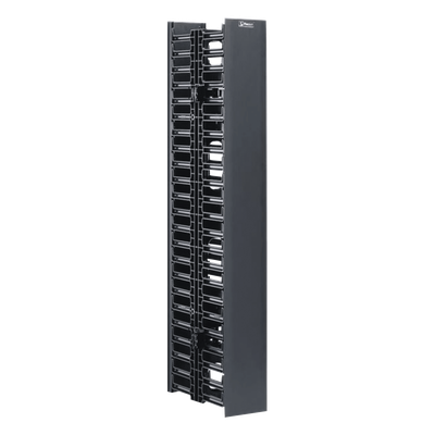 Organizador Vertical NetRunner, Doble (Frontal y Posterior), Para Rack Abierto de 45 Unidades, 4.9in de Ancho, Color Negro