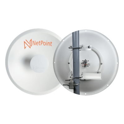 1 Antena Direccional Dual-Polaridad MLO Alto Rendimiento / diámetro  de 39.6 cm / 4.9-7.2 GHz / Ganancia 27 dBi / SLANT de 45 ° o 90 °  / Conector N-Hembra / Montaje, jumpers y radomo incluidos.