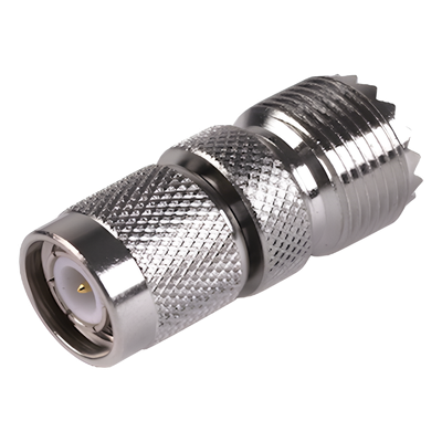 Adaptador en Línea de Conector TNC Macho a Conector UHF Hembra (SO-239), Níquel/ Oro/ Teflón.