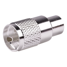 Conector Coaxial UHF Macho / PL-259 / Ensamble Roscado-Soldable / Para Cables RG-8/U, RG-213, RG-214, LMR-400, Belden 9913 / Cuerpo Bronce Plateado / Concha Níquelada