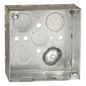 Caja Cuadrada Galvanizada  de 4 x 4\" / Profundidad 2 1/8 / 11 Entradas de 3/4\" y 1 de 1/2\".