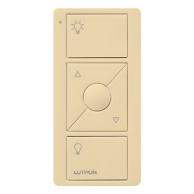 Control Pico inalámbrico de 3 botones con subir/bajar intensidad, color marfil, para Caseta, RA2 Select, RadioRA2 y Vive
