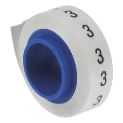 Rollo de Etiquetas Marcadoras, Pre-Impresos con el Número 3, de 2.4 Metros (7.87 Pies), Color Blanco