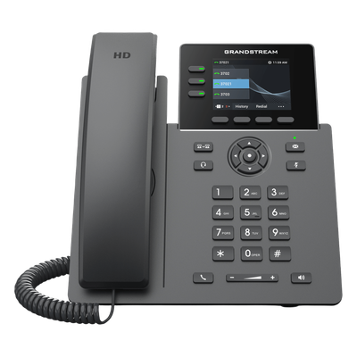 Teléfono IP Grado Operador / 3 Líneas / 12 Botones Virtuales Multiuso / Pantalla LCD 2.8 Pulgadas / Puertos Gigabit con PoE / Audio HD / Compatible con GDMS