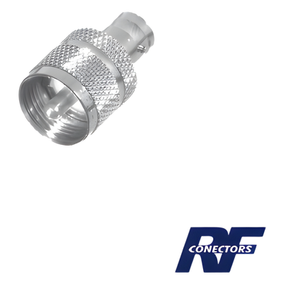 Adaptador en Línea para 50 Ohm, Conector BNC Hembra-UHF Macho (PL-259), Níquel/ Plata/ Delrin.