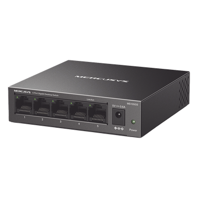 Switch NO Administrable / Para escritorio / Carcasa de metal / 5 puertos 10/100/1000 Mbps / Diseño Compacto / Plug and Play