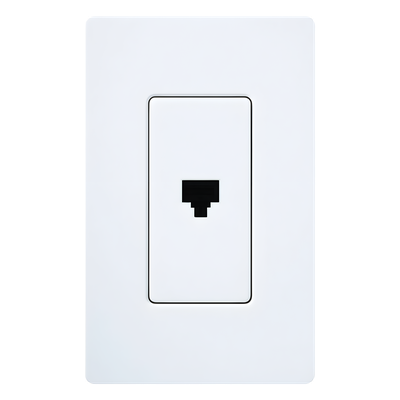 Jack telefónico de pared RJ11 de 6 conductores, diseño a ras de pared, color blanco, para placas Lutron Claro y Satin Colors (placa se vende por separado)