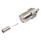 Conector UHF Hembra / SO-239 / Anillo Plegable / Cable RG-58/U y RG-142/U / Níquel y Plata / Delrin