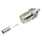 Conector UHF Hembra (SO-239) en Línea, de Anillo Plegable para Cable RG-58/U, RG-142/U, Níquel/ Plata/ Delrin.