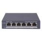 Switch Gigabit PoE+ / Administrable / 4 Puertos 1000 Mbps PoE+ / 2 Puertos 1000 Mbps Uplink / Configuración Nube Hik-PartnerPro / Modo Extendido hasta 300 Metros / 45 Watts