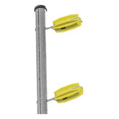 Aislador de Esquina Amarillo para Cercos Eléctricos / 18 kV / Resinas Vírgenes / Resistencia 7.5-10.2 kg / Anti UV / 66 mm x 31.6 mm