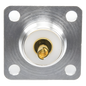 Conector UHF Hembra (SO-239) para Montaje de Chasis con 4 Hoyos a 18 mm, Terminal Soldable, Plata/ Oro/ Teflón.