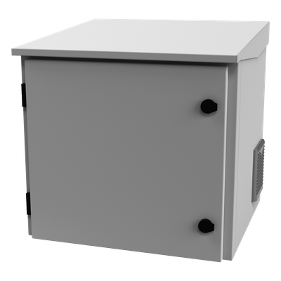 Gabinete de Exterior con Rack de 19\" de 9UR con Ventiladores y Termostato, Se envía el Gabinete armado, (Montaje a poste o torre se vende por separado).