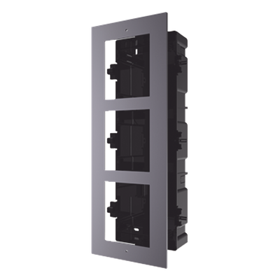 Base de 3 Espacios para EMPOTRAR Módulos de Videoporteros Hikvision
