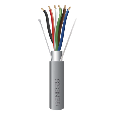 Bobina de 305 Metros (1000 Pies) de Cable  6 x 22 AWG / Blindado / Plenum de Color Gris / Aplicaciones de Audio, Seguridad y Control