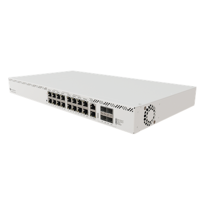 Cloud Router Switch 16 puertos, 8 PoE+ y 8 PoE++, Fuentes redundantes Hot-Swap