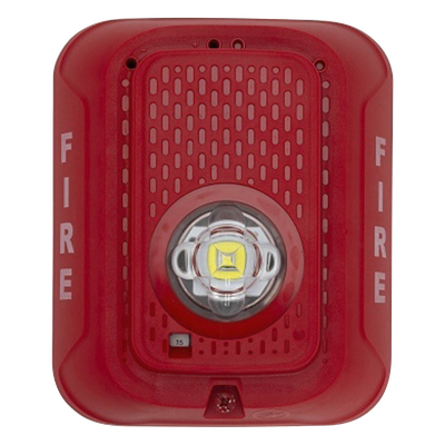 Lámpara estroboscópica LED para pared, 24 Vcd, candela seleccionable hasta 185 cd, sin sirena, color rojo