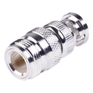 Adaptador RF Coaxial / 50 Ohm / N Hembra a BNC Macho / Montaje en Línea / Cuerpo Bronce Plateado / Contacto Oro / Aislante Teflón