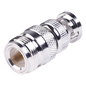 Adaptador en Linea para 50 Ohm, de Conector N Hembra a BNC Macho, Plata /Oro /Teflón.