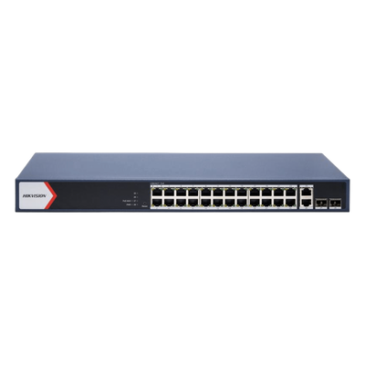 Switch PoE+ Administrable / 24 Puertos Gigabit PoE+ / 2 Puertos Gigabit Uplink / 2 Puertos SFP Uplink / 370 W / Alcance Extendido 300 m (984.3 ft)