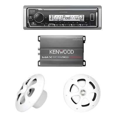 Kit de estereo con Bluetooth KMR-M332BT | Amplificador KAC-M1814  | mas Par de bocinas KFC-1613MRW