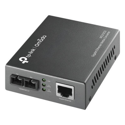 Convertidor Fibra Óptica Monomodo / 1 Puerto RJ45 10/100/1000 Mbps / Puerto Fibra Óptica SC 1000 Mbps / Hasta 20 Km / Plug and Play