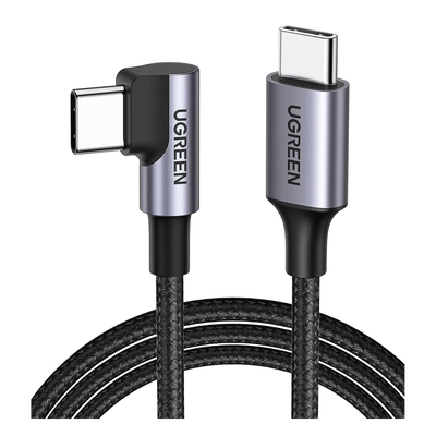 Cable USB-C a USB-C | 1 Metro (3.28 Pies) | Conector con Ángulo Recto de 90° | Carga Rápida de hasta 60W | 480 Mbps | PD3.0 | QC4.0/3.0/2.0 | FPC | AFC | Protección Integrada | Caja de Aluminio | N